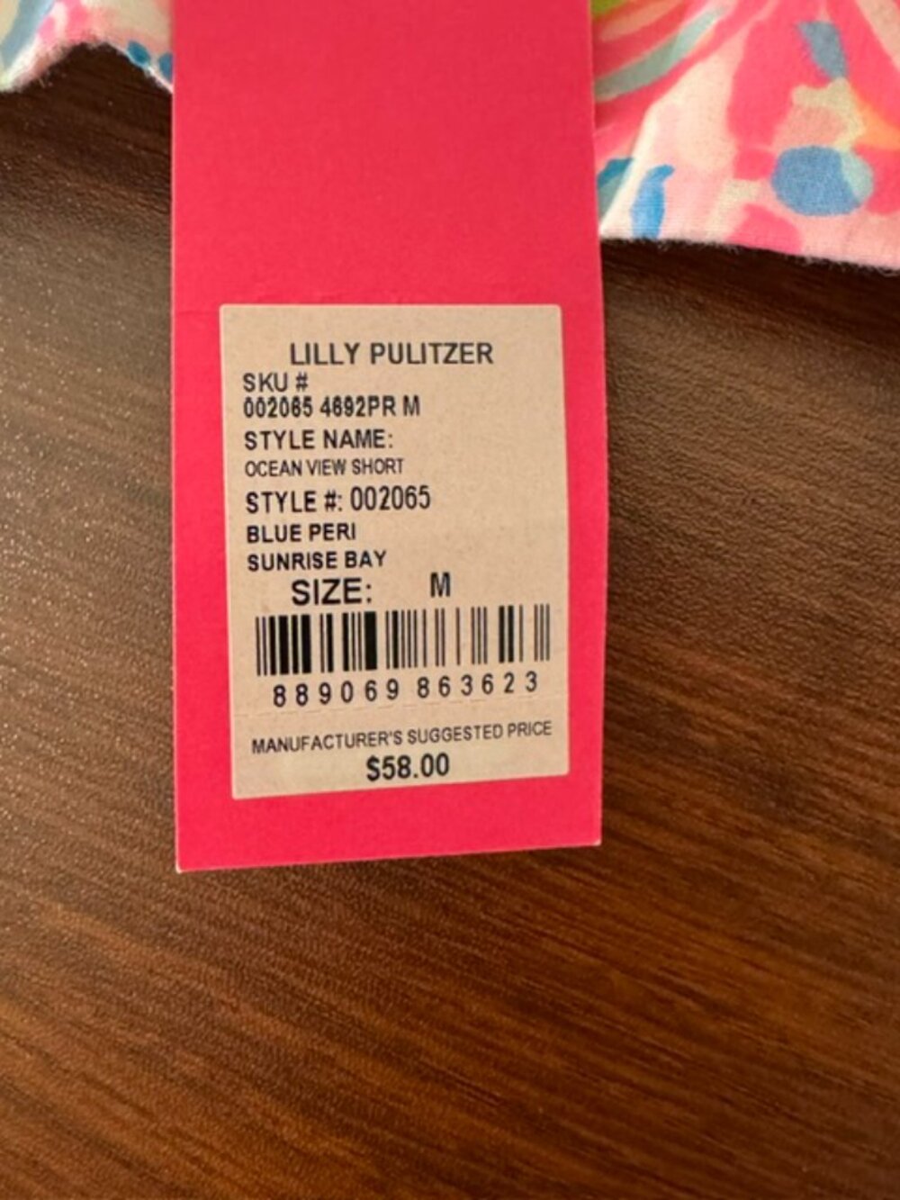 NWT Lilly Pulitzer Ocean View Shorts Blue Peri Sunrise Bay Floral Sz M $58 - Picture 6 of 12